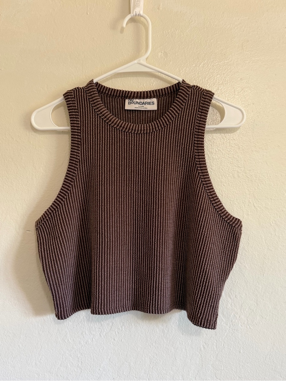 No Boundaries Brown Ribbed Sleeveless Tank Too